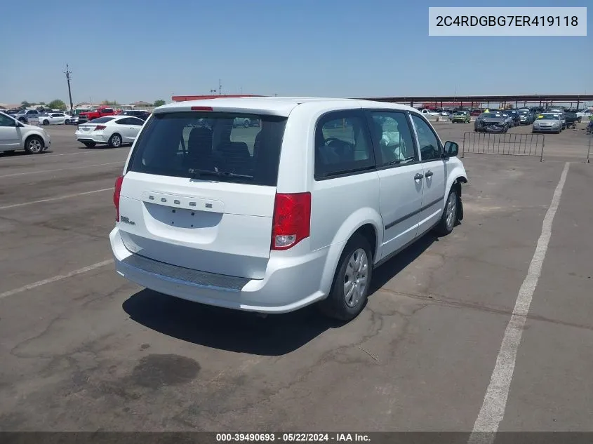 2014 Dodge Grand Caravan American Value Pkg VIN: 2C4RDGBG7ER419118 Lot: 39490693