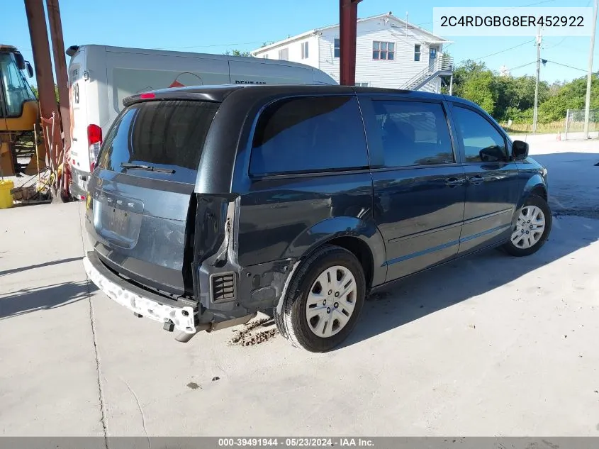 2014 Dodge Grand Caravan Se VIN: 2C4RDGBG8ER452922 Lot: 39491944