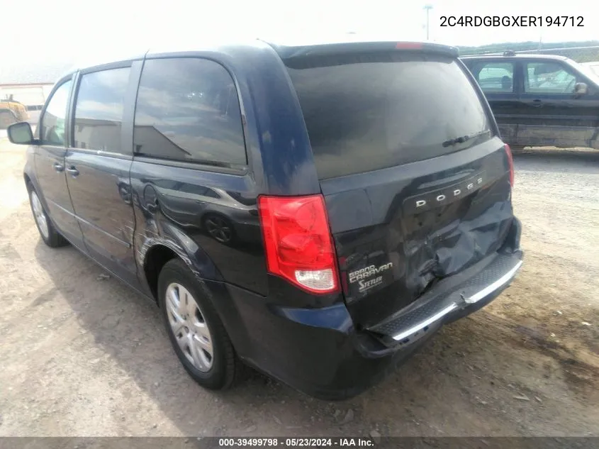 2014 Dodge Grand Caravan Se VIN: 2C4RDGBGXER194712 Lot: 39499798