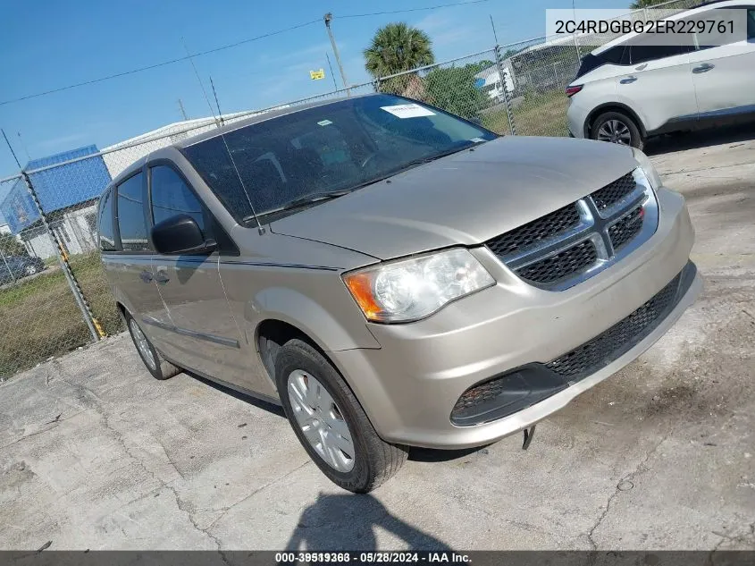 2014 Dodge Grand Caravan VIN: 2C4RDGBG2ER229761 Lot: 39519363