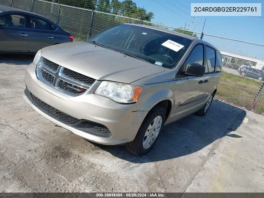 2014 Dodge Grand Caravan VIN: 2C4RDGBG2ER229761 Lot: 39519363