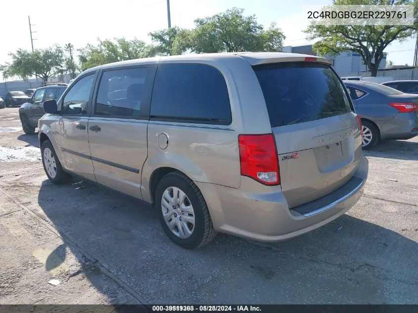 2014 Dodge Grand Caravan VIN: 2C4RDGBG2ER229761 Lot: 39519363