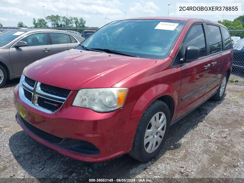 2014 Dodge Grand Caravan American Value Pkg VIN: 2C4RDGBGXER378855 Lot: 39583149