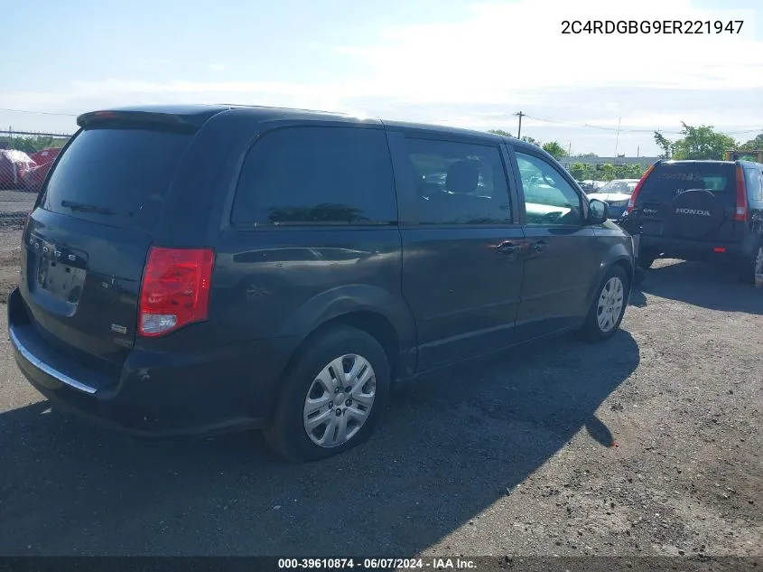 2014 Dodge Grand Caravan Se VIN: 2C4RDGBG9ER221947 Lot: 39610874