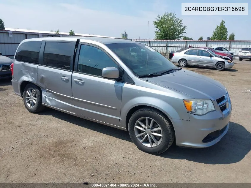 2014 Dodge Grand Caravan Se VIN: 2C4RDGBG7ER316698 Lot: 40071484