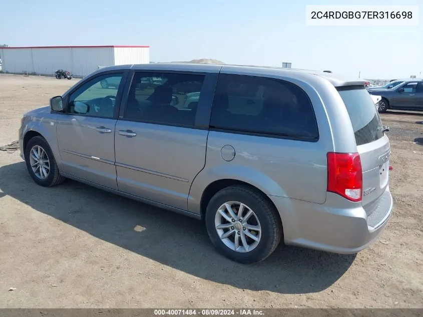 2014 Dodge Grand Caravan Se VIN: 2C4RDGBG7ER316698 Lot: 40071484