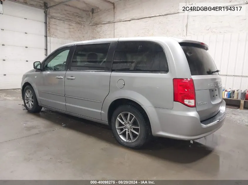 2014 Dodge Grand Caravan Se 30Th Anniversary VIN: 2C4RDGBG4ER194317 Lot: 40098275