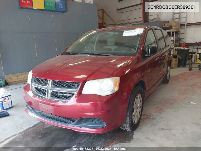 2014 Dodge Grand Caravan Se VIN: 2C4RDGBG0ER389301 Lot: 40172227