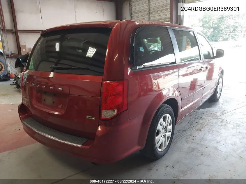 2014 Dodge Grand Caravan Se VIN: 2C4RDGBG0ER389301 Lot: 40172227