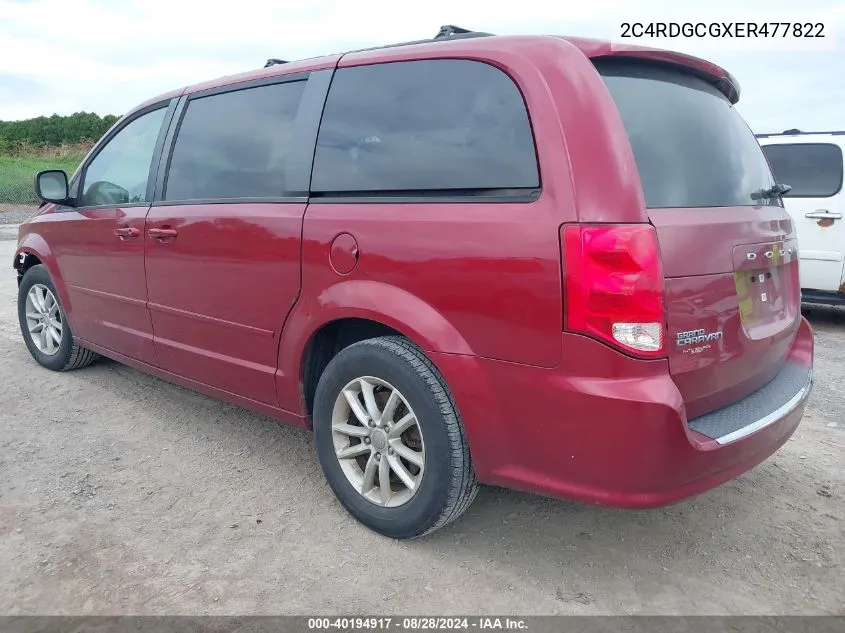 2014 Dodge Grand Caravan Sxt VIN: 2C4RDGCGXER477822 Lot: 40194917