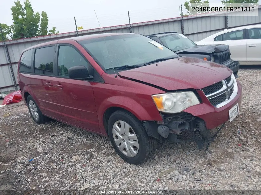 2014 Dodge Grand Caravan Se VIN: 2C4RDGBG1ER251315 Lot: 40289150