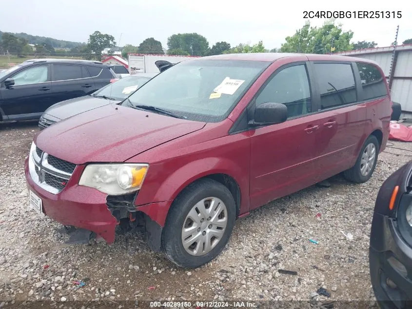 2014 Dodge Grand Caravan Se VIN: 2C4RDGBG1ER251315 Lot: 40289150