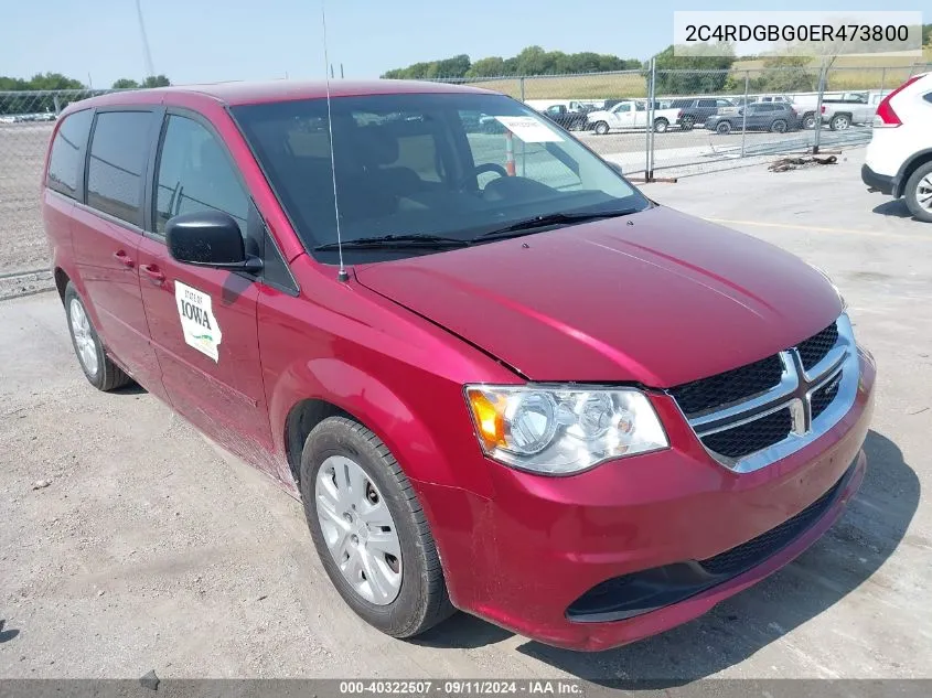 2014 Dodge Grand Caravan Se VIN: 2C4RDGBG0ER473800 Lot: 40322507