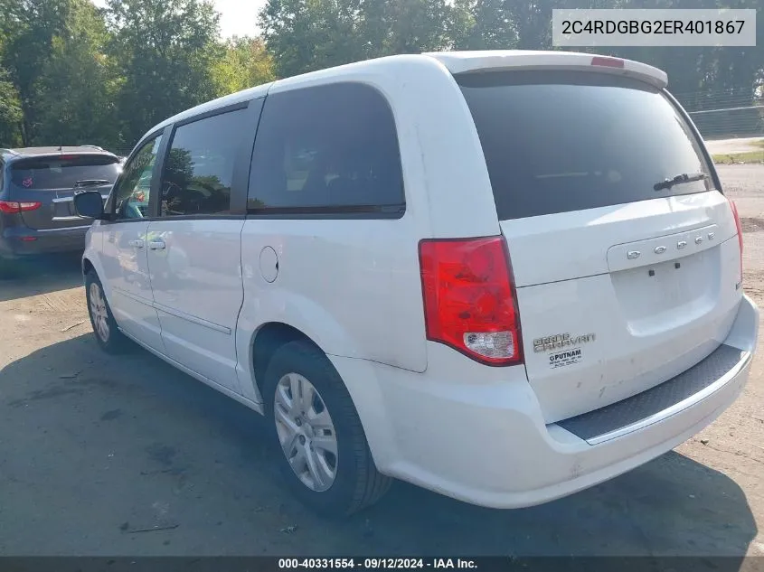 2014 Dodge Grand Caravan Se VIN: 2C4RDGBG2ER401867 Lot: 40331554