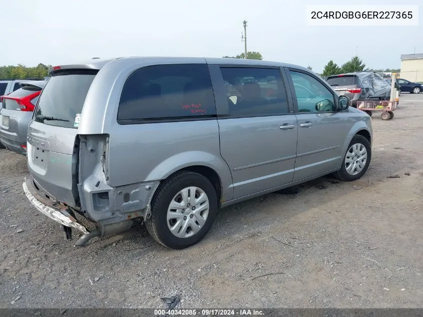 2014 Dodge Grand Caravan Se VIN: 2C4RDGBG6ER227365 Lot: 40342085