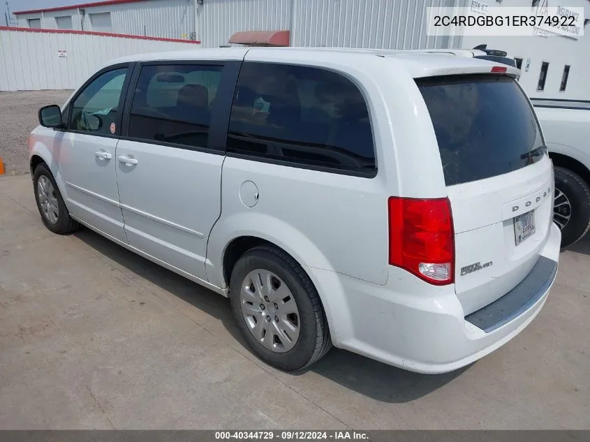 2014 Dodge Grand Caravan Se VIN: 2C4RDGBG1ER374922 Lot: 40344729