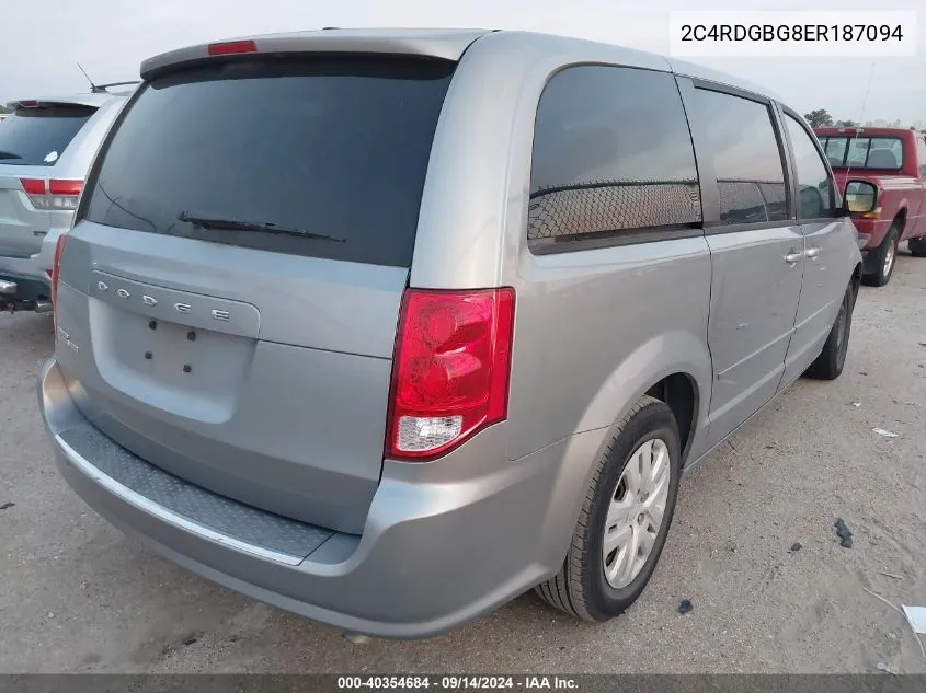 2014 Dodge Grand Caravan Se VIN: 2C4RDGBG8ER187094 Lot: 40354684