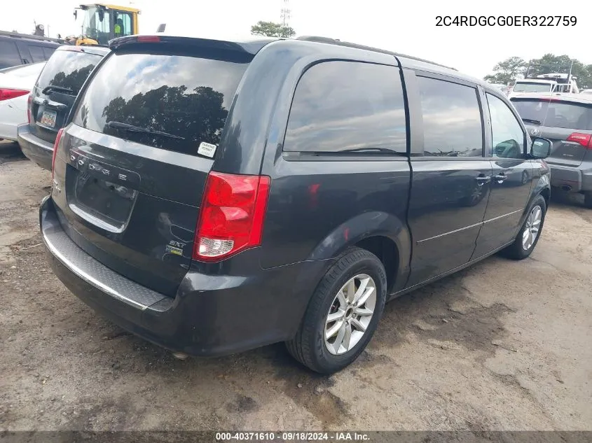 2014 Dodge Grand Caravan Sxt VIN: 2C4RDGCG0ER322759 Lot: 40371610