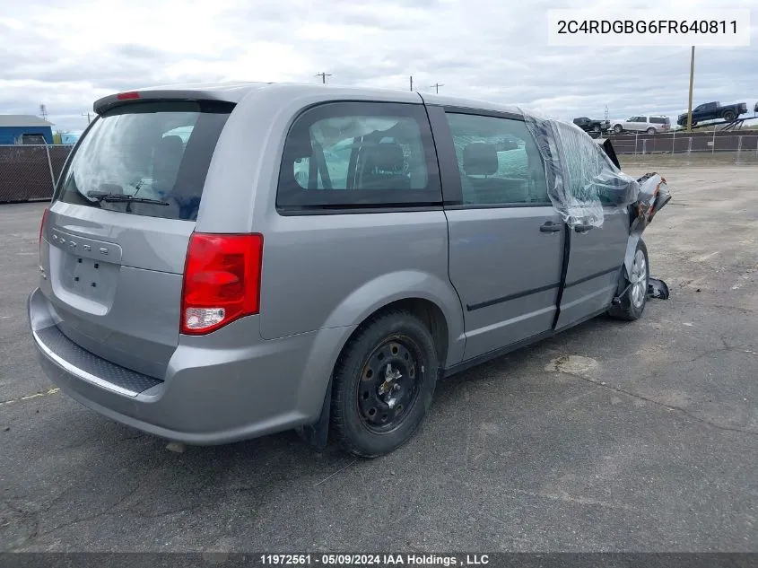 2015 Dodge Grand Caravan Se/Sxt VIN: 2C4RDGBG6FR640811 Lot: 11972561