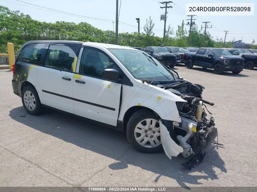 2015 Dodge Grand Caravan Se VIN: 2C4RDGBG0FR528098 Lot: 11986904