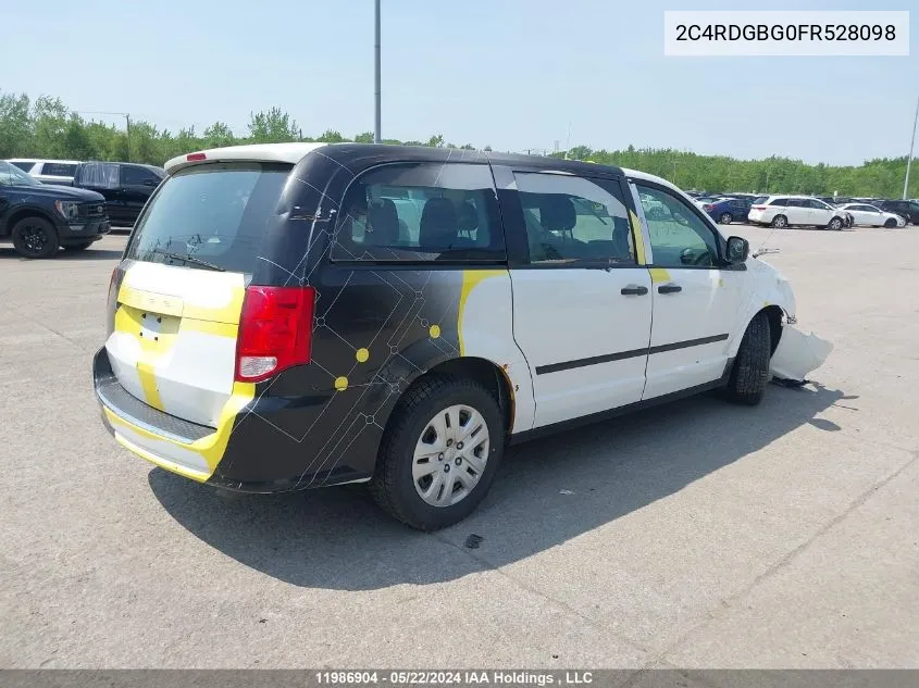 2015 Dodge Grand Caravan Se VIN: 2C4RDGBG0FR528098 Lot: 11986904