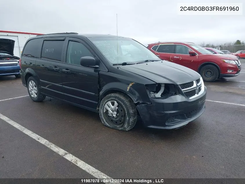 2015 Dodge Grand Caravan Se VIN: 2C4RDGBG3FR691960 Lot: 11987078