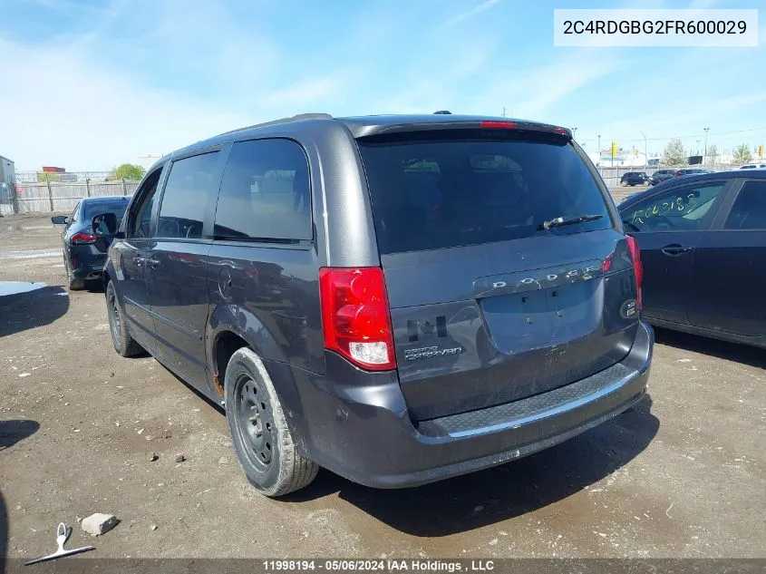 2C4RDGBG2FR600029 2015 Dodge Grand Caravan Se