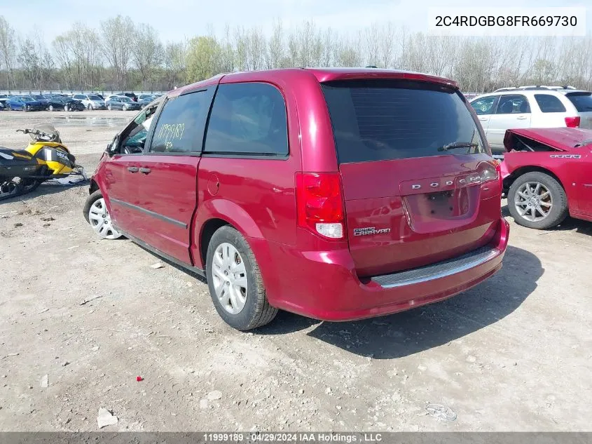 2015 Dodge Grand Caravan Se VIN: 2C4RDGBG8FR669730 Lot: 11999189