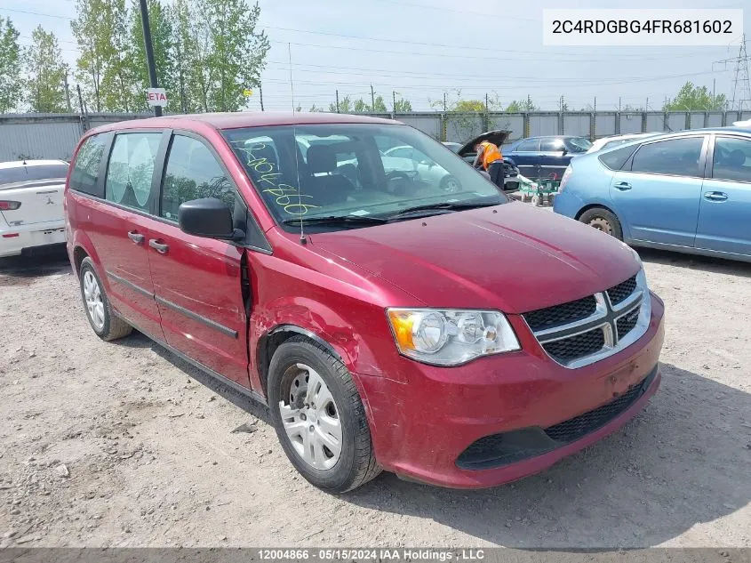 2015 Dodge Grand Caravan Se/Sxt VIN: 2C4RDGBG4FR681602 Lot: 12004866