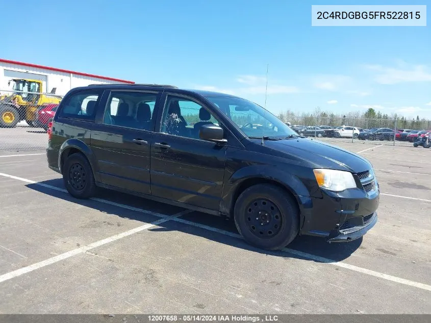 2015 Dodge Grand Caravan Se VIN: 2C4RDGBG5FR522815 Lot: 12007658