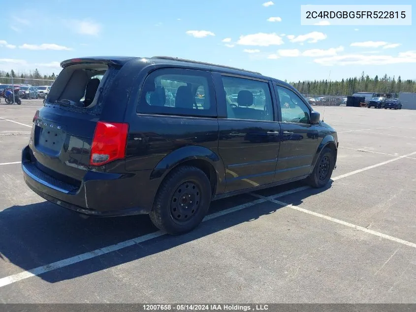 2015 Dodge Grand Caravan Se VIN: 2C4RDGBG5FR522815 Lot: 12007658