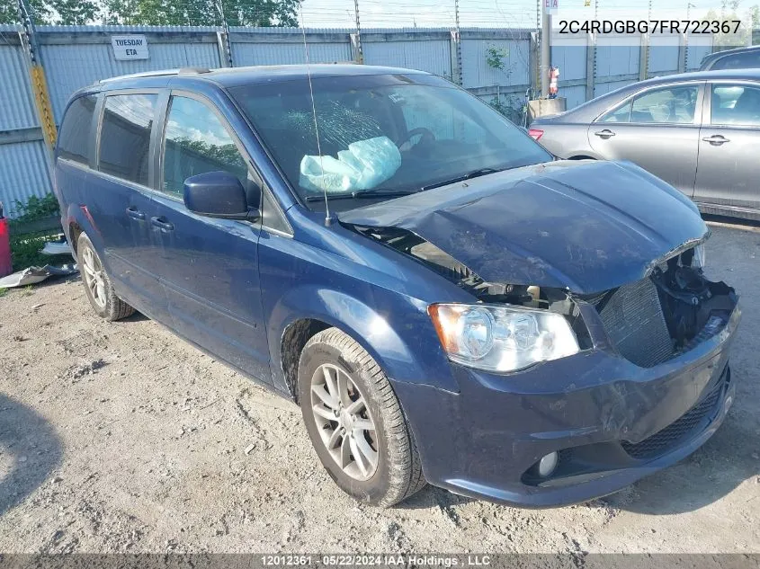 2015 Dodge Grand Caravan Se/Sxt VIN: 2C4RDGBG7FR722367 Lot: 12012361