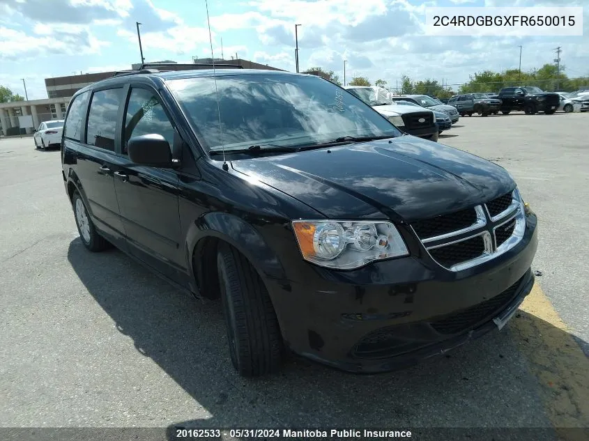 2015 Dodge Grand Caravan Crew VIN: 2C4RDGBGXFR650015 Lot: 20162533