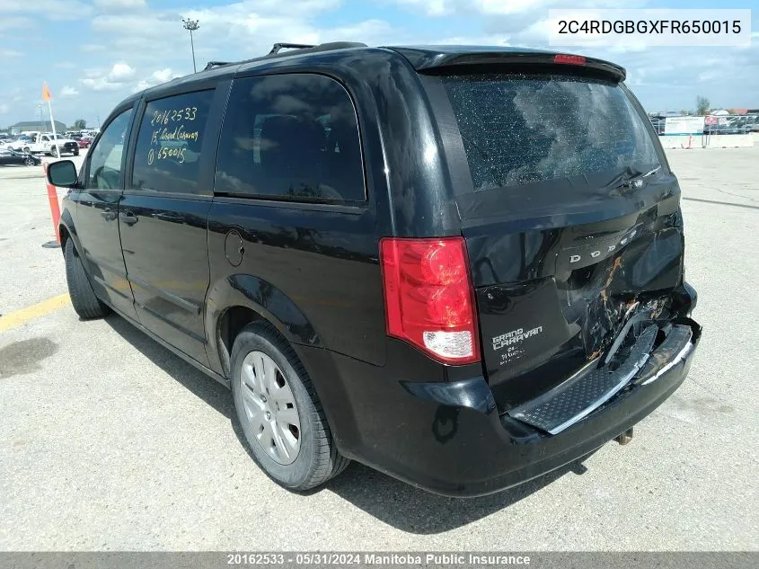 2C4RDGBGXFR650015 2015 Dodge Grand Caravan Crew