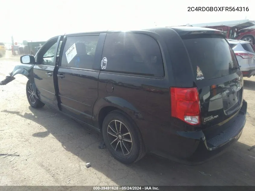 2015 Dodge Grand Caravan Se VIN: 2C4RDGBGXFR564316 Lot: 39491628