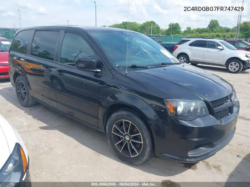 2015 Dodge Grand Caravan Se Plus VIN: 2C4RDGBG7FR747429 Lot: 39562005