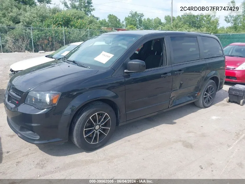 2015 Dodge Grand Caravan Se Plus VIN: 2C4RDGBG7FR747429 Lot: 39562005