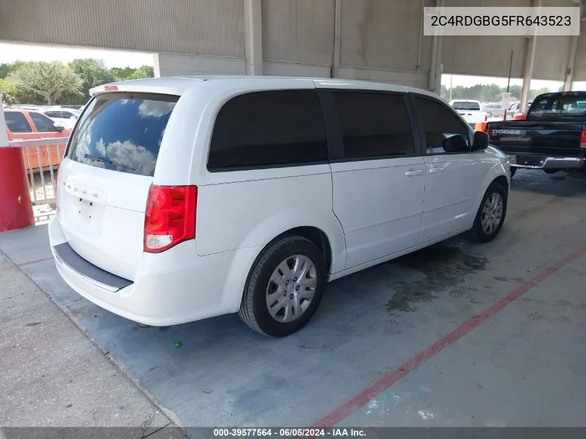 2015 Dodge Grand Caravan Se VIN: 2C4RDGBG5FR643523 Lot: 39577564