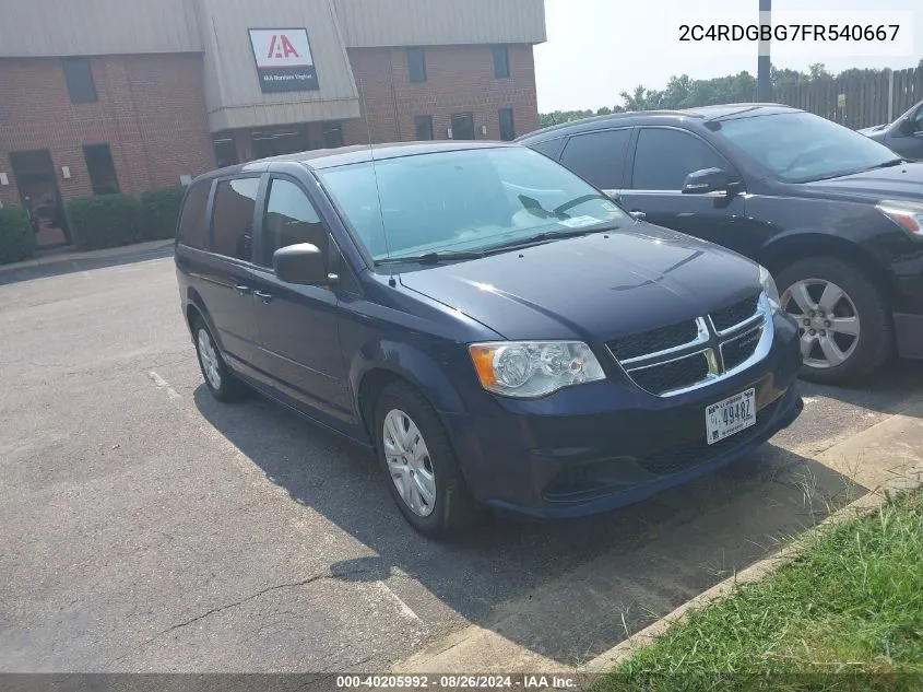 2015 Dodge Grand Caravan Se VIN: 2C4RDGBG7FR540667 Lot: 40205992