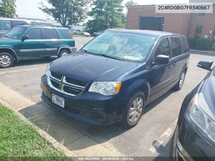 2015 Dodge Grand Caravan Se VIN: 2C4RDGBG7FR540667 Lot: 40205992