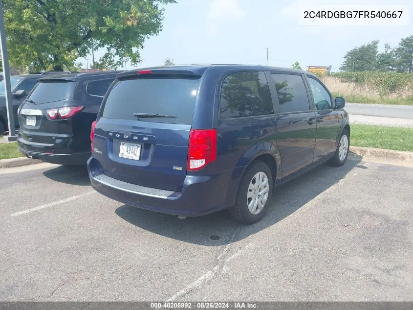 2015 Dodge Grand Caravan Se VIN: 2C4RDGBG7FR540667 Lot: 40205992