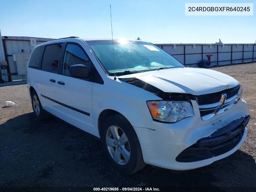 2015 Dodge Grand Caravan Se/Sxt VIN: 2C4RDGBGXFR640245 Lot: 40219695