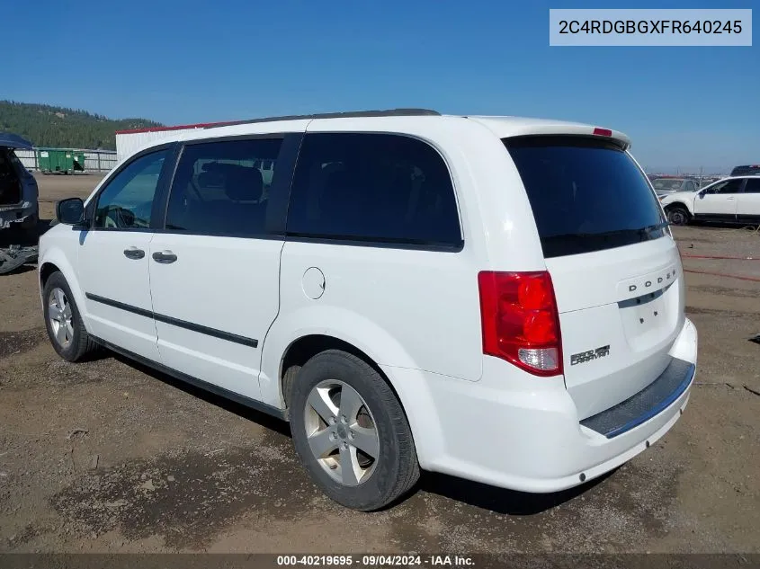 2015 Dodge Grand Caravan Se/Sxt VIN: 2C4RDGBGXFR640245 Lot: 40219695