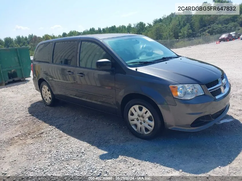 2015 Dodge Grand Caravan Se VIN: 2C4RDGBG5FR647832 Lot: 40236980