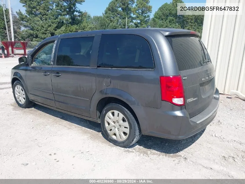 2015 Dodge Grand Caravan Se VIN: 2C4RDGBG5FR647832 Lot: 40236980