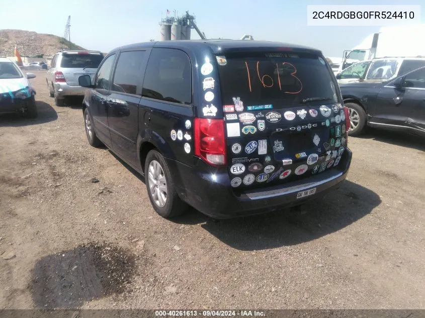 2015 Dodge Grand Caravan Se VIN: 2C4RDGBG0FR524410 Lot: 40261613