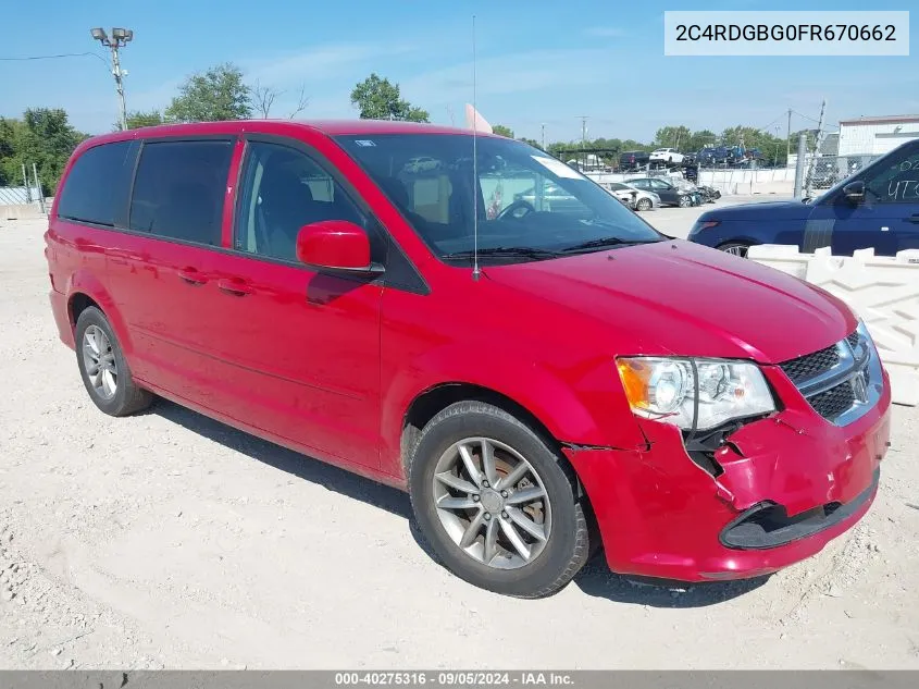 2C4RDGBG0FR670662 2015 Dodge Grand Caravan Se Plus