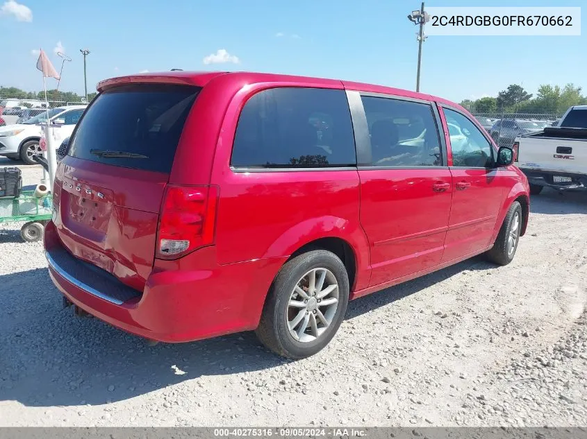 2C4RDGBG0FR670662 2015 Dodge Grand Caravan Se Plus