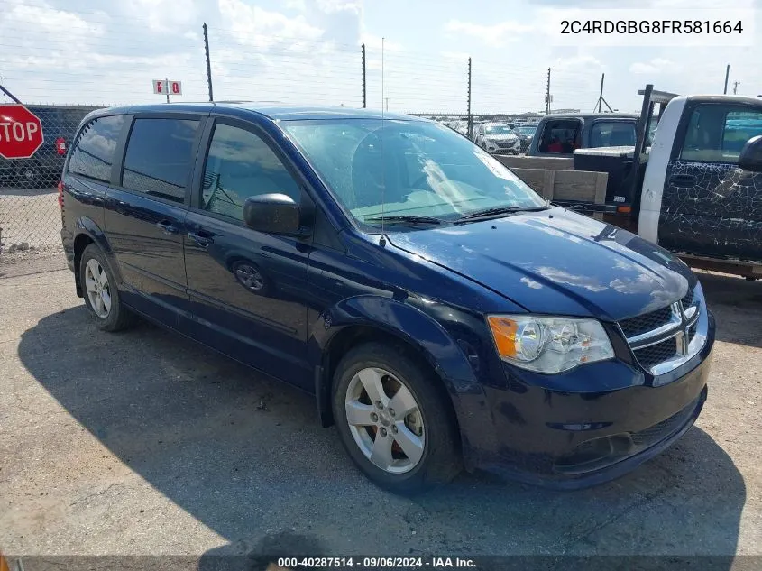 2015 Dodge Grand Caravan Se VIN: 2C4RDGBG8FR581664 Lot: 40287514