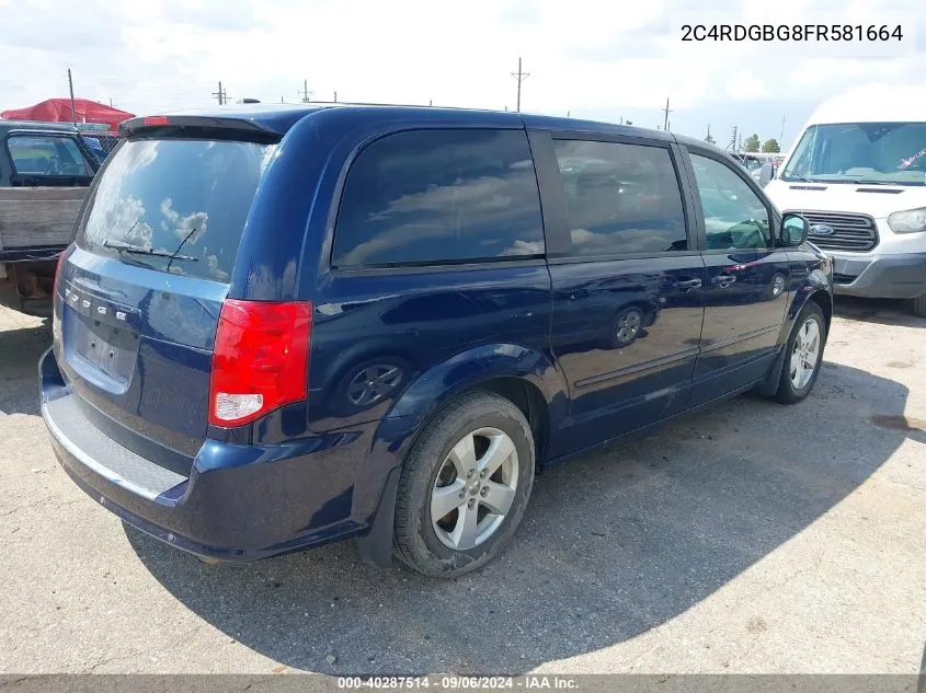 2015 Dodge Grand Caravan Se VIN: 2C4RDGBG8FR581664 Lot: 40287514